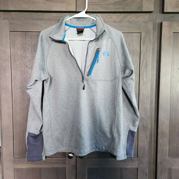 The North Face Pullover Sweatshirt Mens Gray Blue Accent Zipper Long Sleeve Sz M - Picture 7 of 16